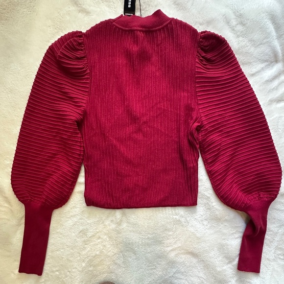 Express Cherry Ribbed Knit Top - Picture 3 of 3